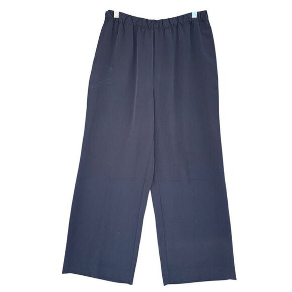 New Cynthia Rowley Black Flowy Pants Straight Leg Pockets Elastic Waist Medium - Picture 1 of 8